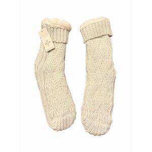 NWT Bickley And Mitchell Slipper Socks Knit Linen Twist